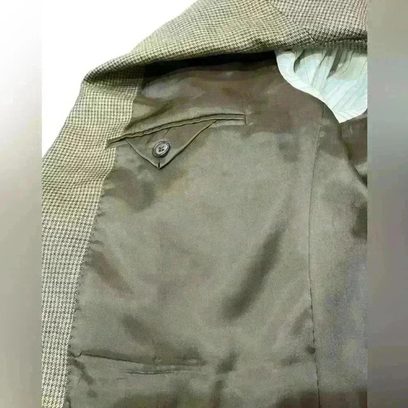 Ralph Lauren 43R Blazer Silk, Cashmere , Wool Suit Jacket Houndstooth Brown - Picture 6 of 8